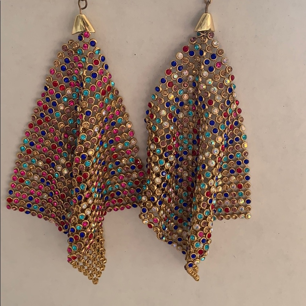 Gold Mesh Multicolor Earrings